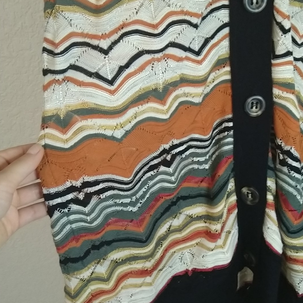 M Missoni Orange/Brown Zig Zag Button Downcardigan - image 3